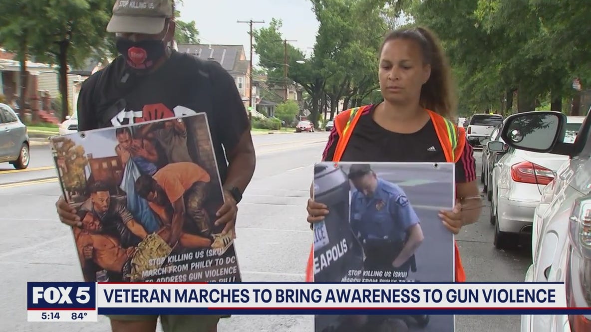Veteran marches to bring awareness to gun violence